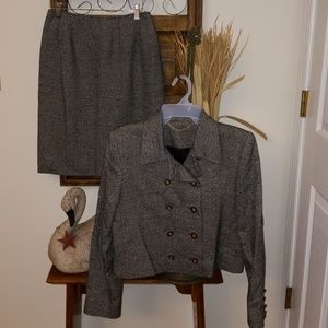 Beautiful black and cream tweed suit